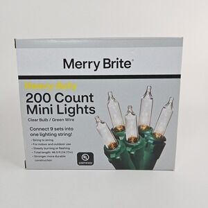 Merry Brite Heavy Duty 200 Ct Clear‎ Mini White Lights Holiday Christmas New